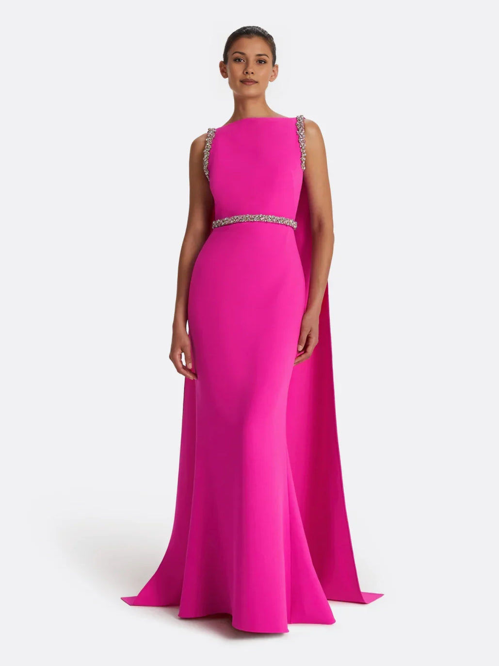Fuchsia mermaid floor-length formal dress, alternate view