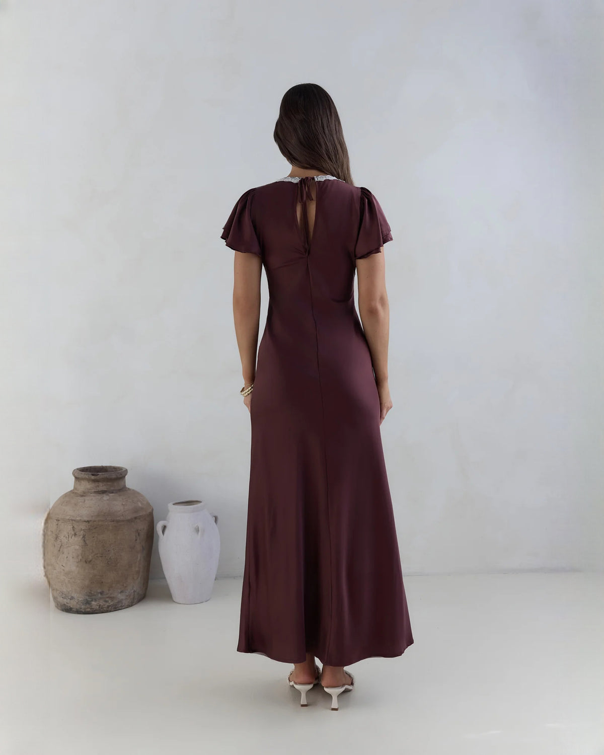 sleeveless mesh a-line maxi bridesmaid dress - image 2