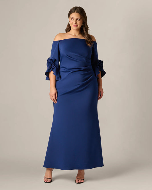 off-shoulder a-line maxi mother of the bride dress - image 2