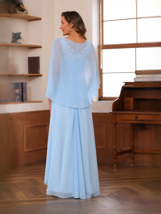 Sky Blue floor-length mother of the bride dress, alternate view showing the bodice and skirt