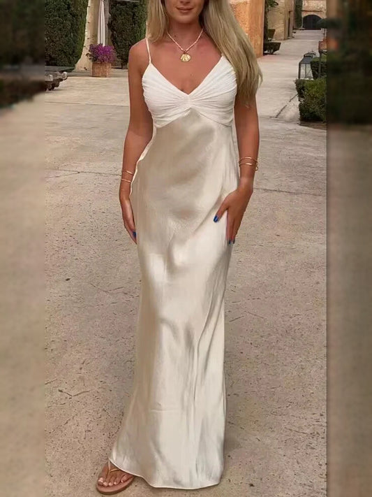 Ivory ankle-length prom dress, alternate view showing the bodice and skirt