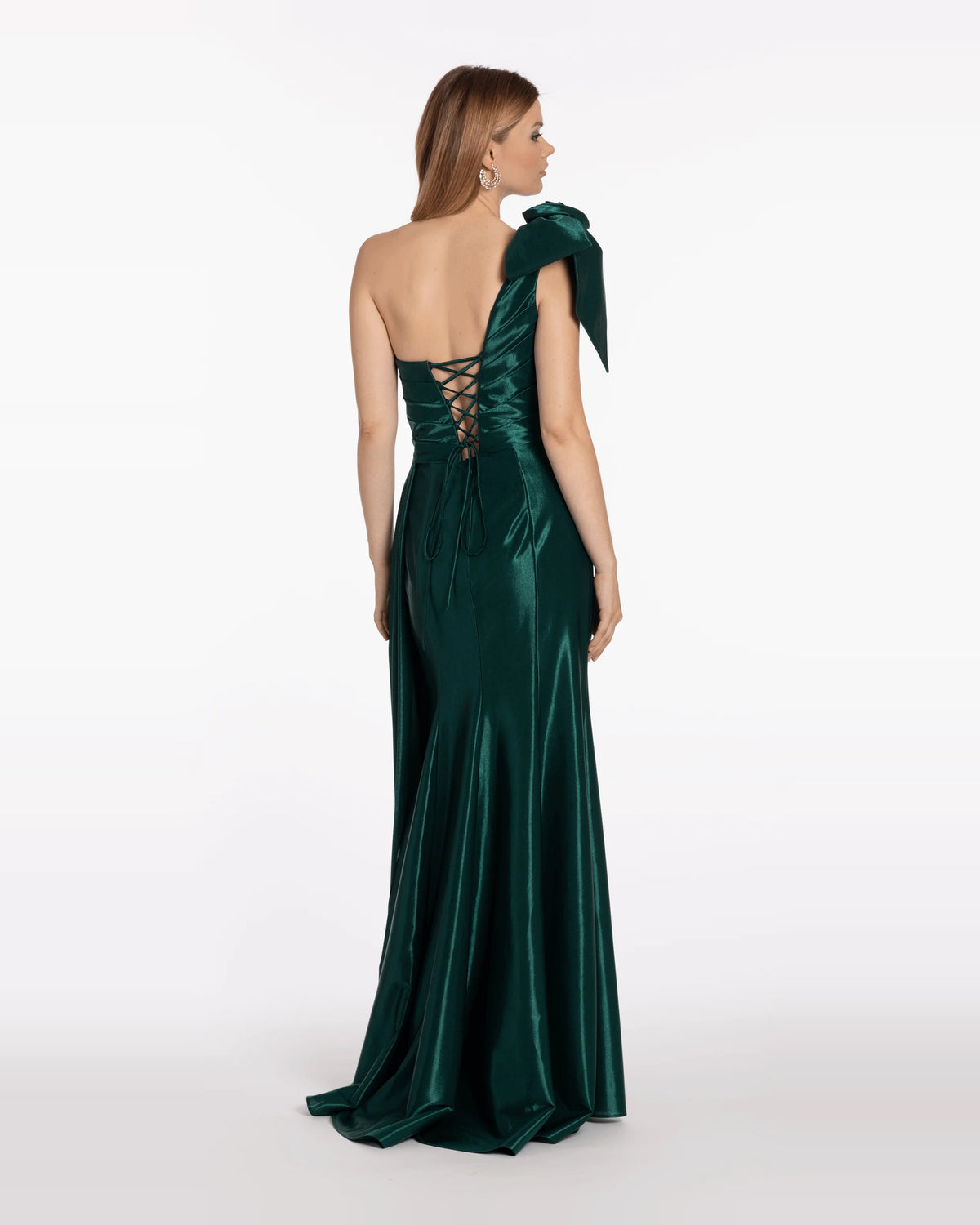 asymmetrical neck trumpet maxi prom dress - image 2