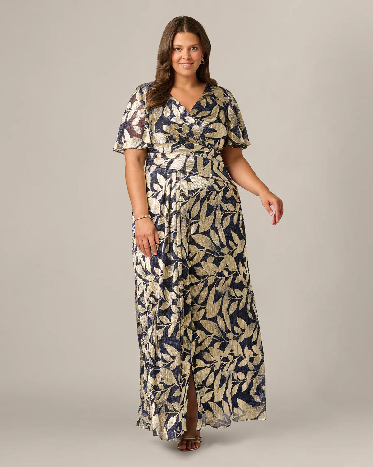short-sleeve a-line maxi mother of the bride dress - image 2