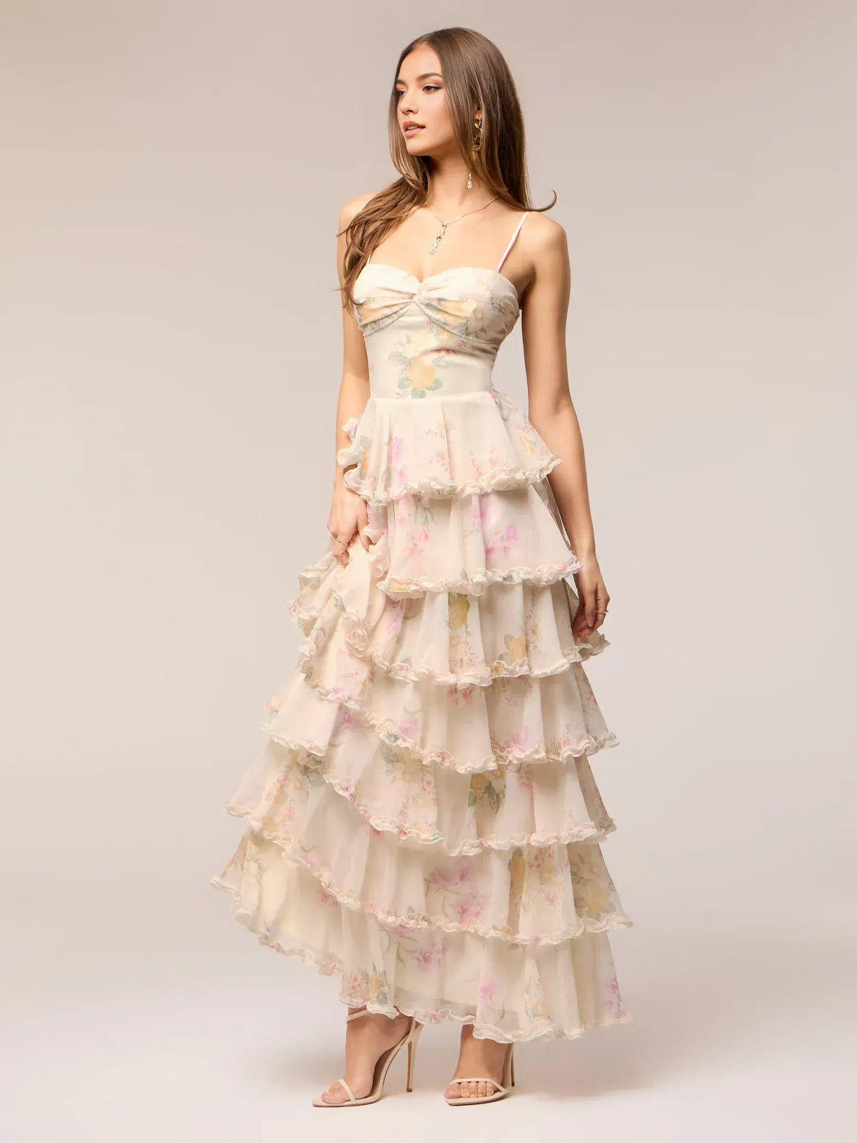 As Picture maxi prom dress, alternate view showing the bodice and skirt
