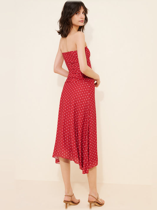 Red midi formal dress, alternate view