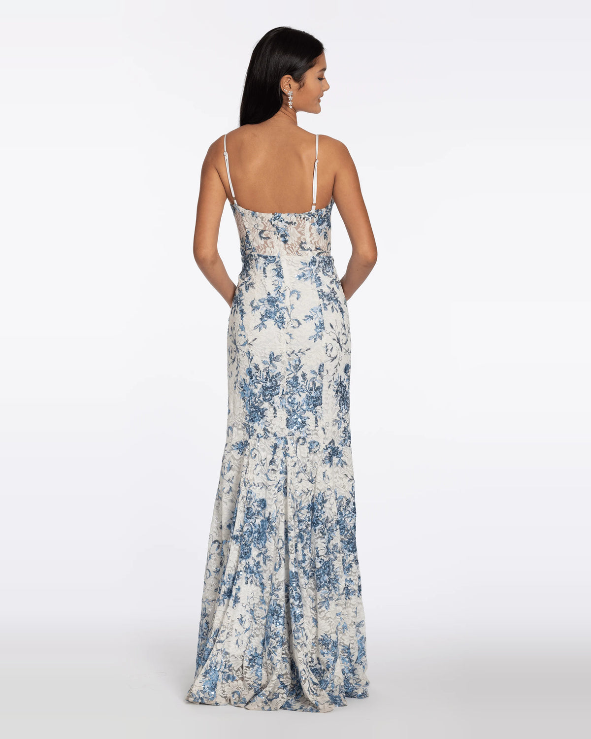 plunging neckline mermaid maxi prom dress - image 2