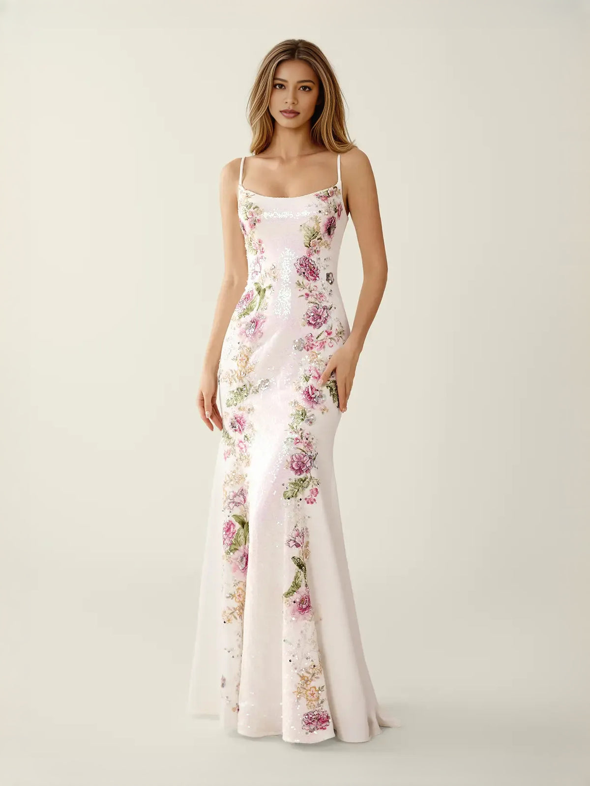 As Picture maxi prom dress, alternate view showing the bodice and skirt