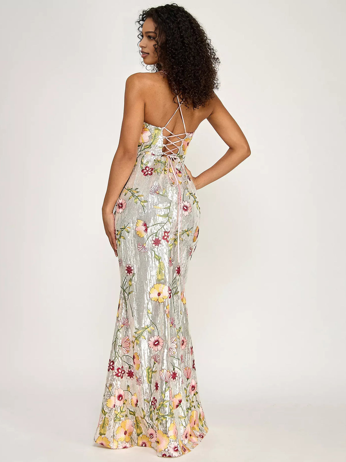 As Picture mermaid floor-length formal dress with embroidery, alternate view