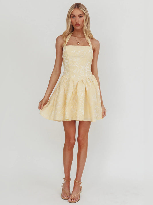 Butter mini homecoming dress, alternate view showing the bodice and skirt