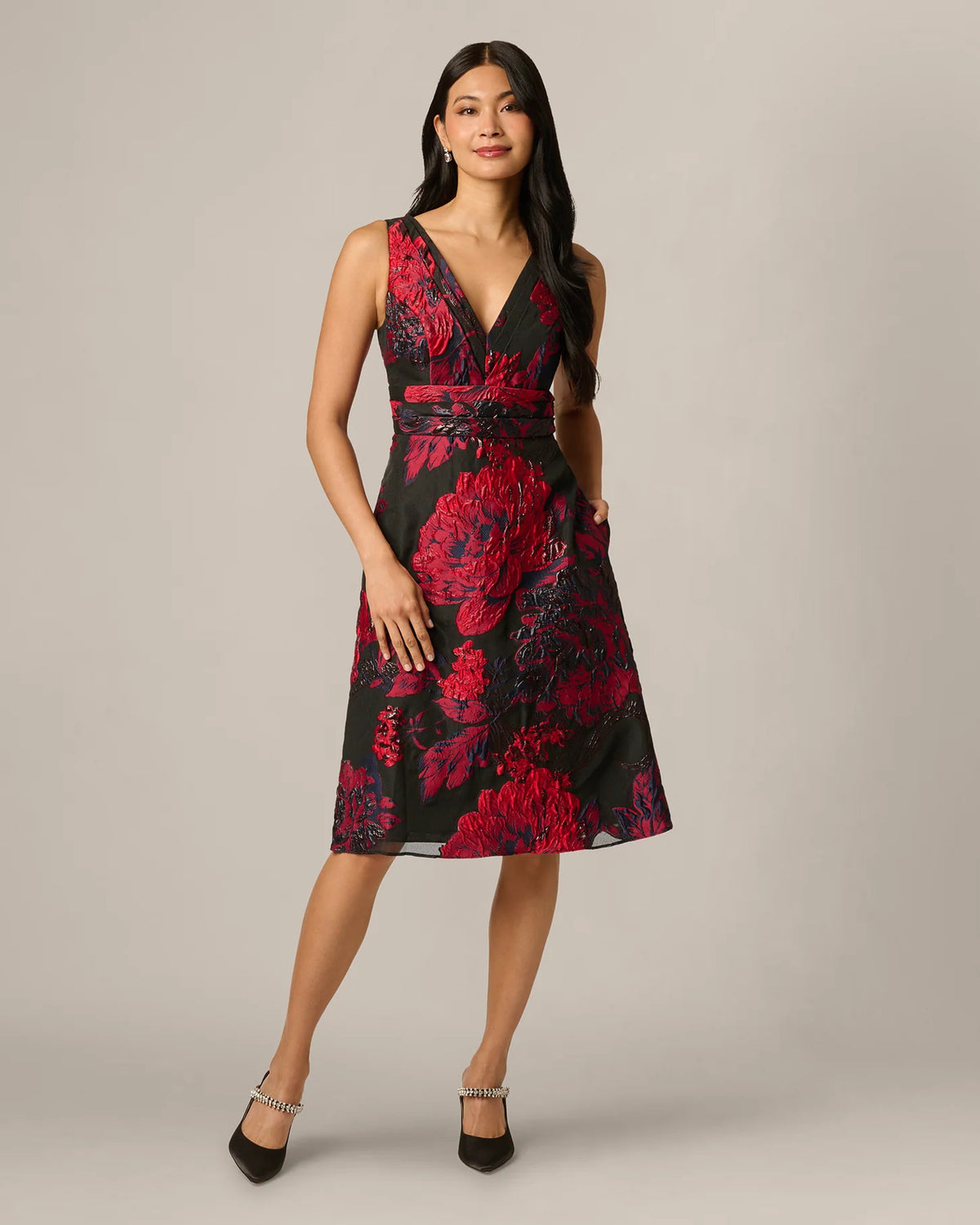 spaghetti strap a-line midi mother of the bride dress - image 2