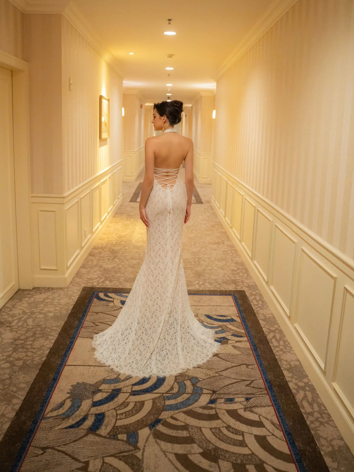 Ivory white floor-length prom dress, alternate view showing the bodice and skirt