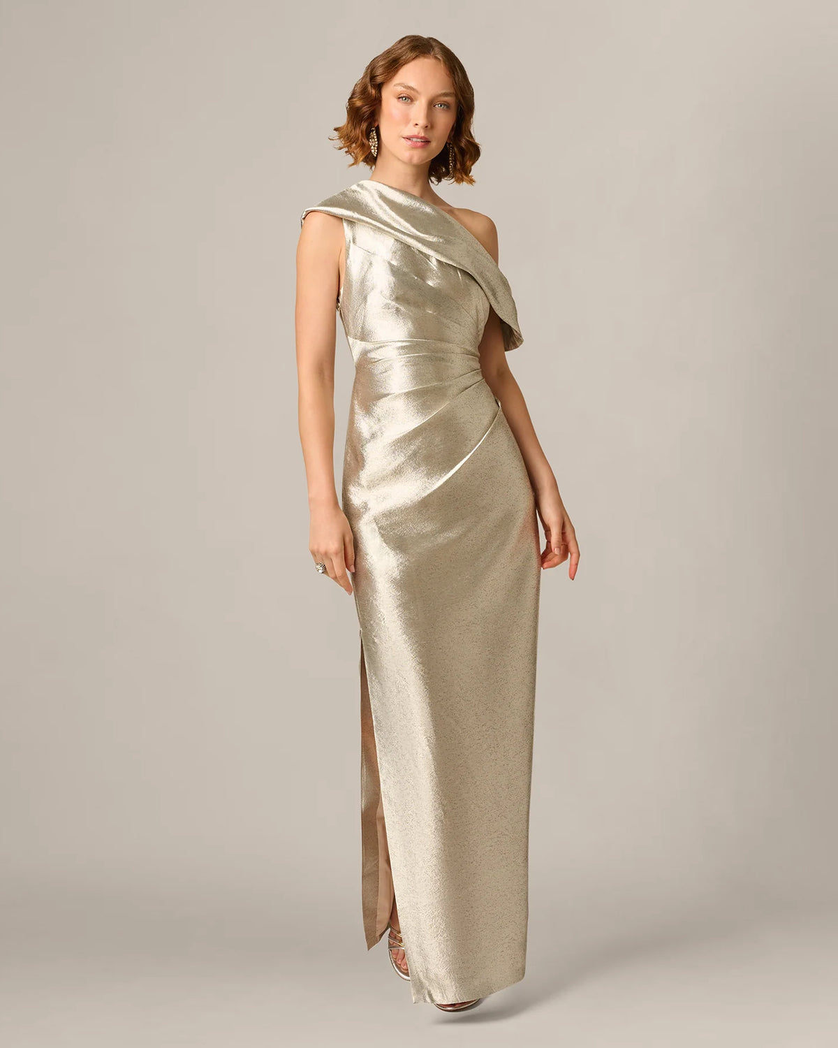 one-shoulder a-line maxi mother of the bride dress - image 2