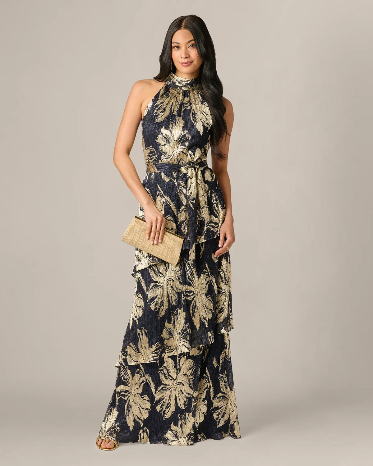 halter neck a-line maxi mother of the bride dress - image 2