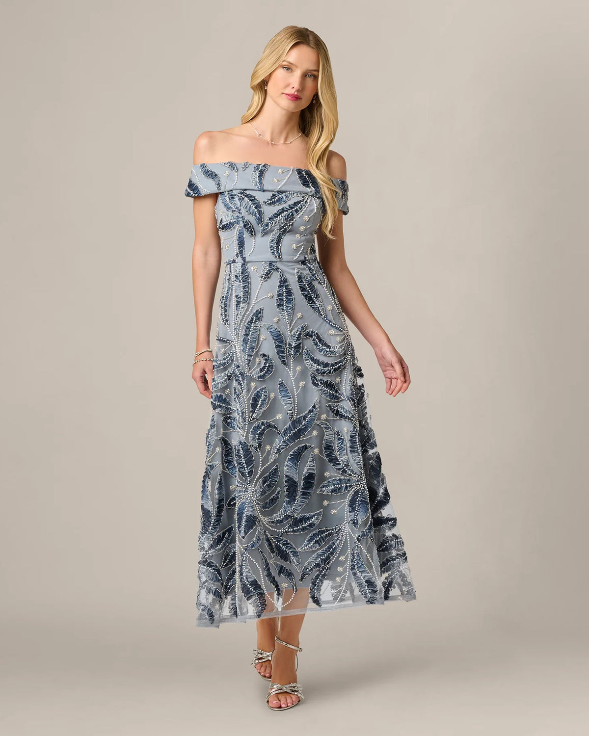 off-shoulder a-line maxi mother of the bride dress - image 2