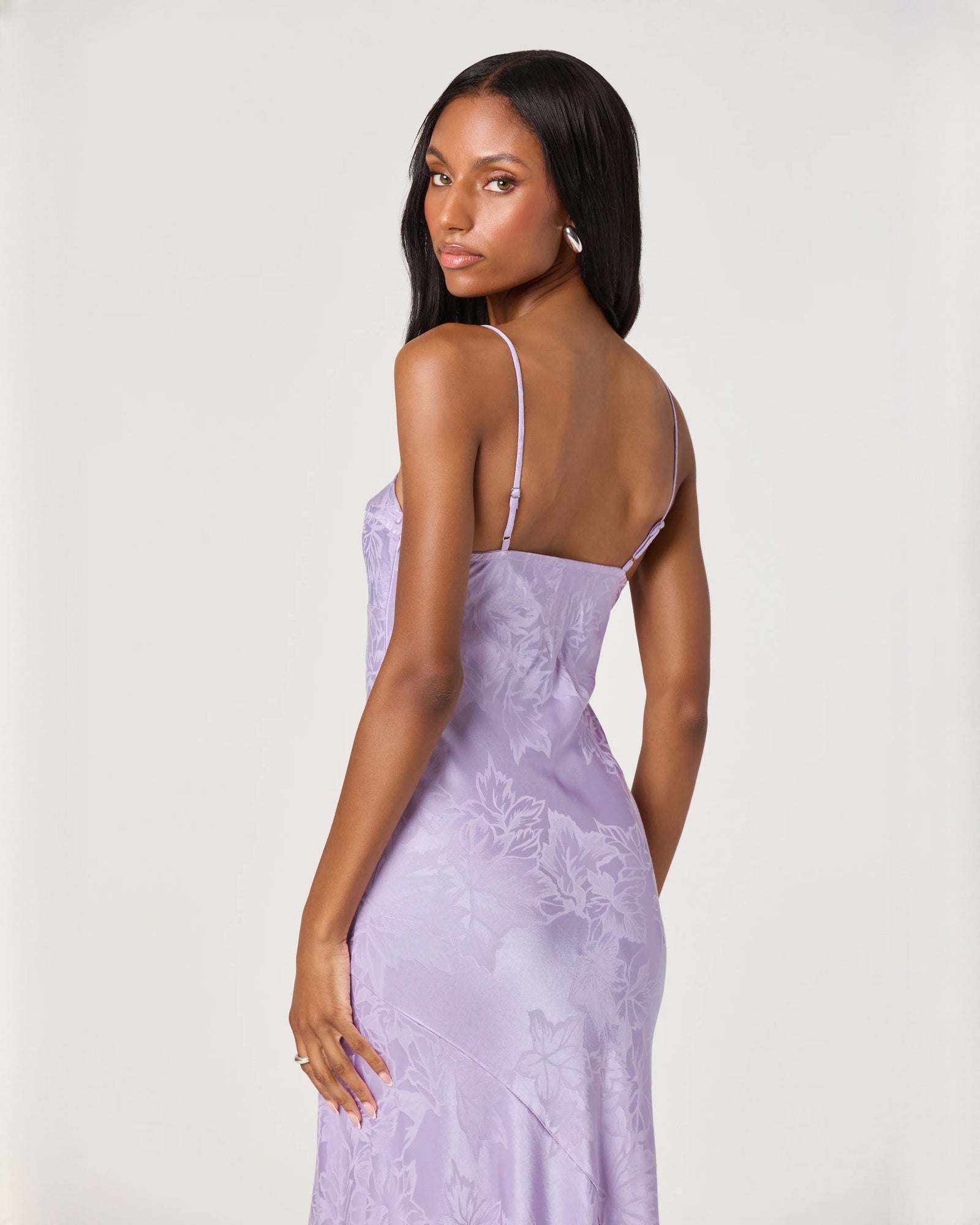 sleeveless satin a-line maxi bridesmaid dress - image 2