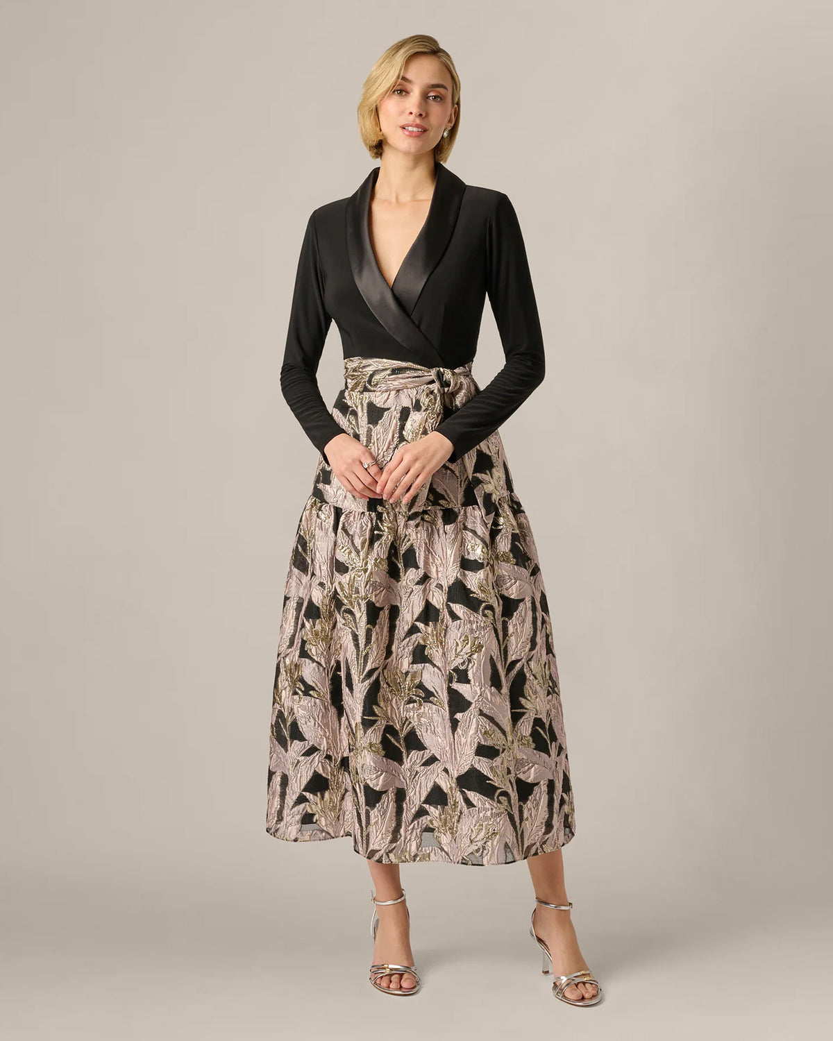 long-sleeve a-line maxi mother of the bride dress - image 2
