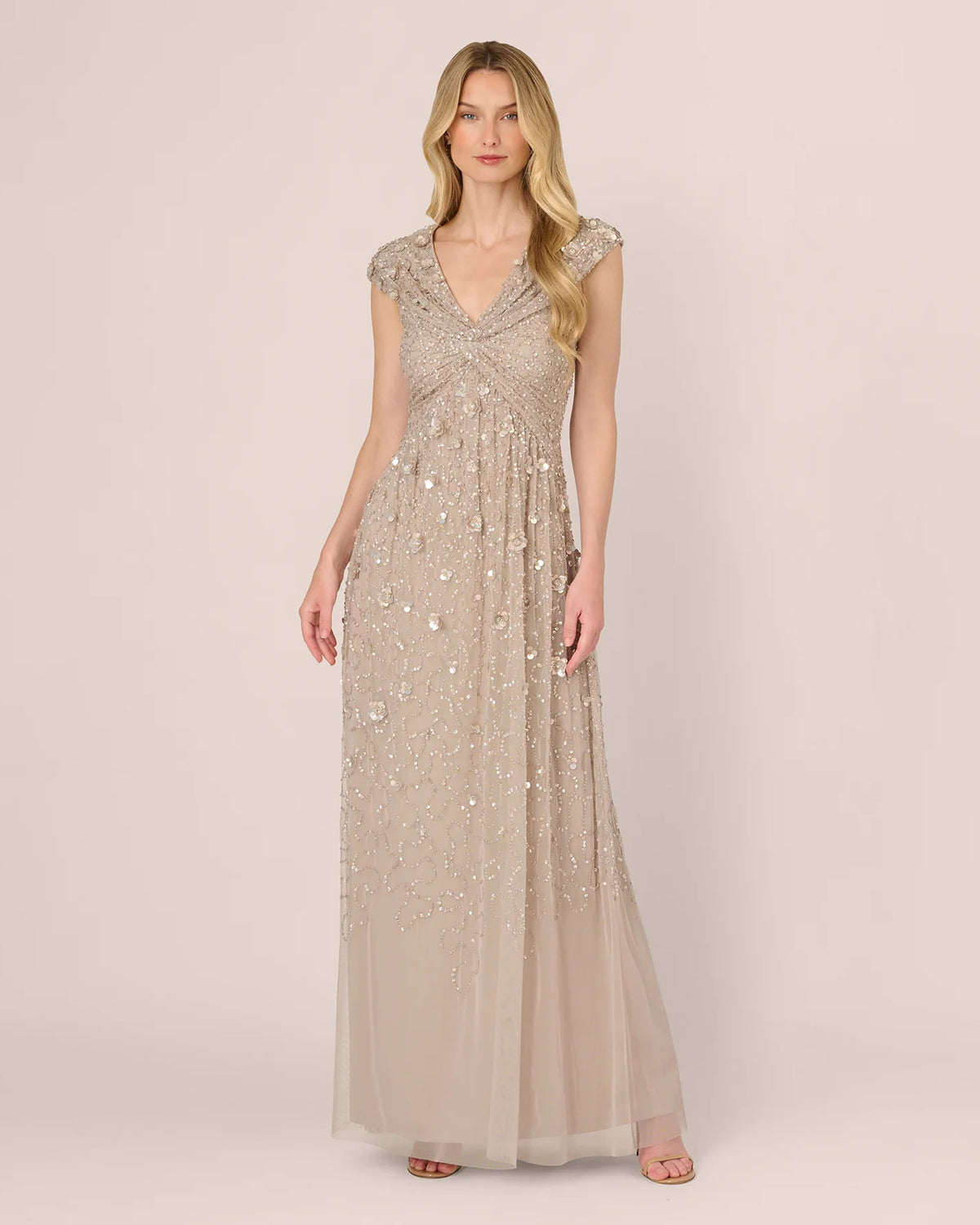 cap-sleeve a-line maxi mother of the bride dress - image 2