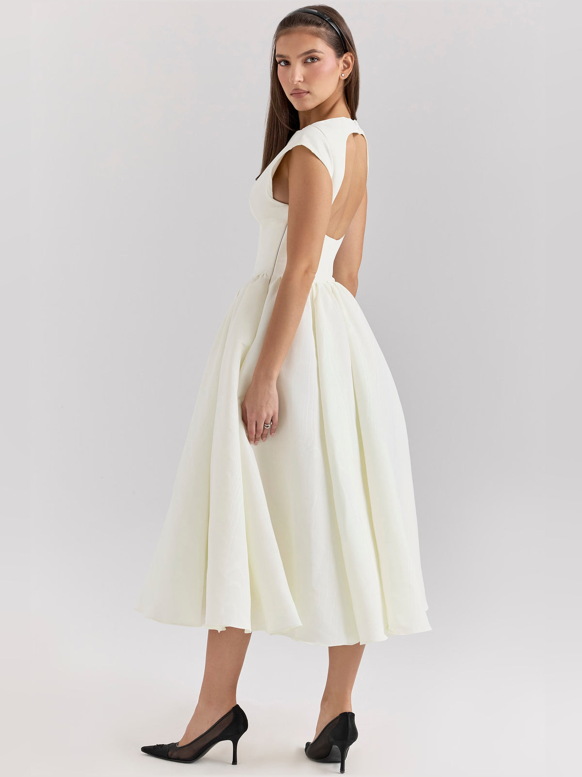 Ivory midi formal dress, alternate view