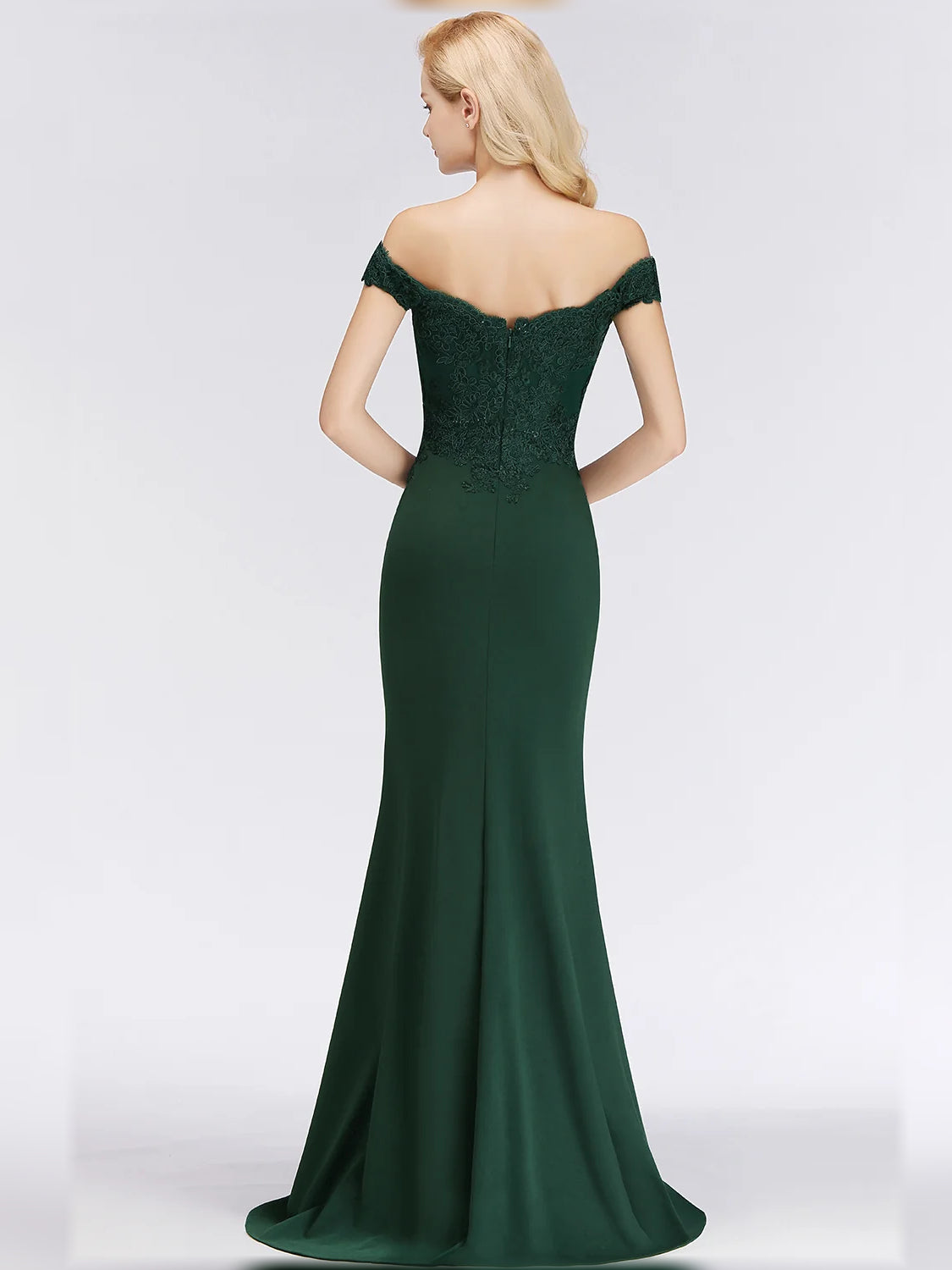 Dark Green floor-length bridesmaid dress, alternate view showing the bodice and skirt