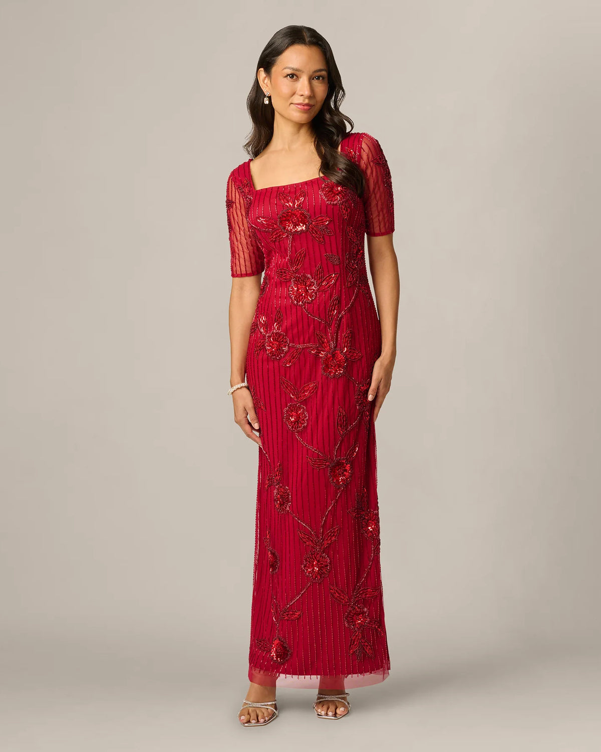 spaghetti strap sheath maxi mother of the bride dress - image 2