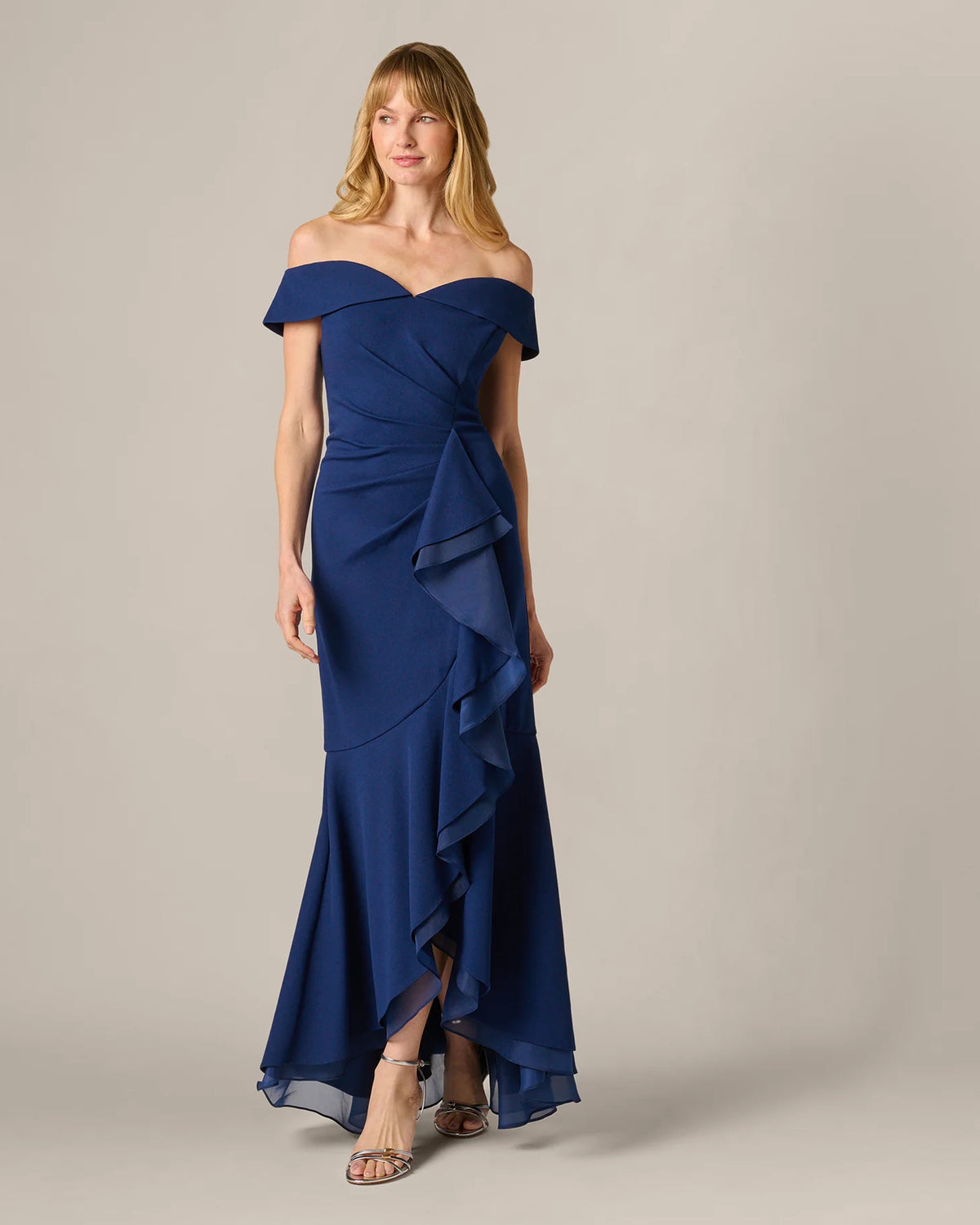 off-shoulder a-line maxi mother of the bride dress - image 2