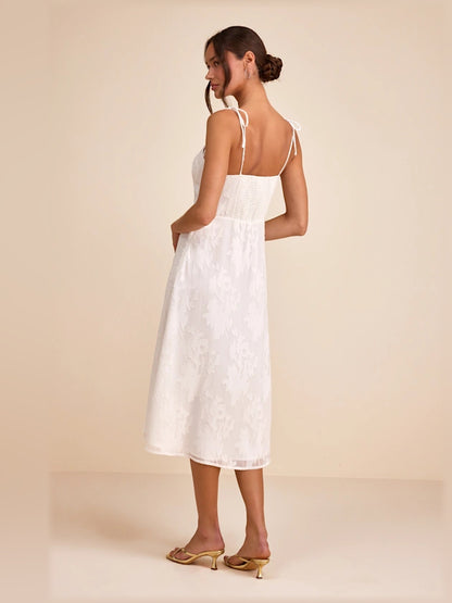 White Floral midi formal dress with floral print, alternate view
