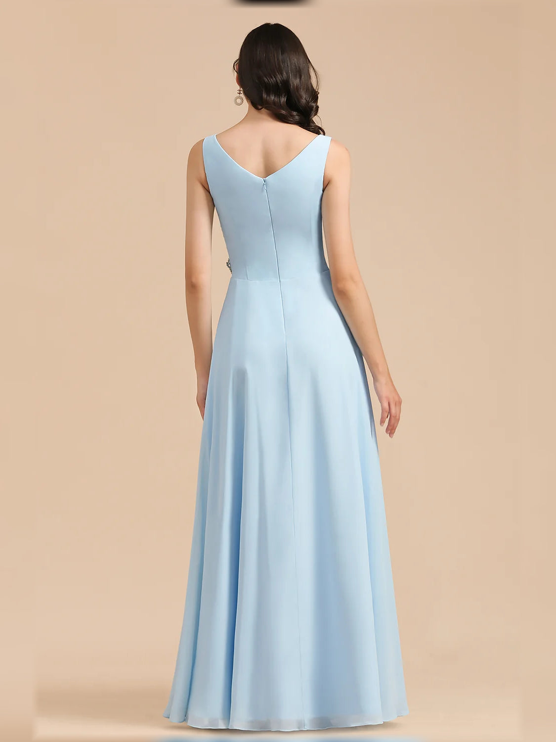 Sky Blue floor-length bridesmaid dress, alternate view showing the bodice and skirt