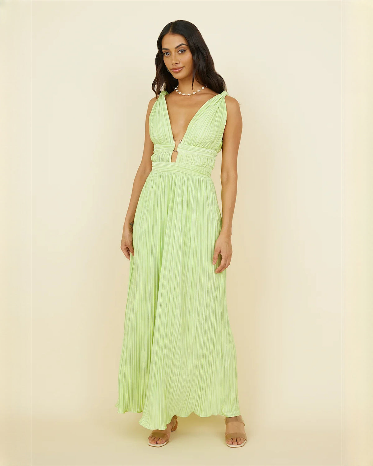 sleeveless chiffon a-line maxi bridesmaid dress - image 2