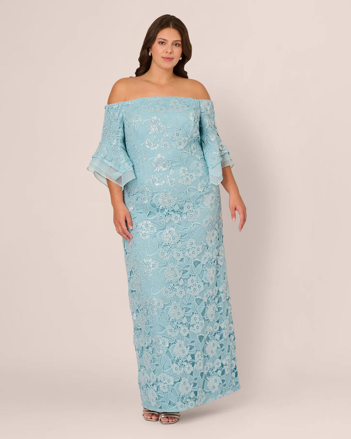 off-shoulder a-line maxi mother of the bride dress - image 2