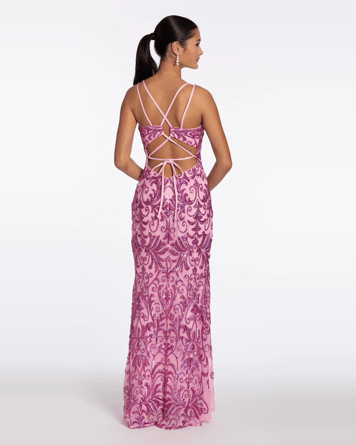 v-neck column maxi prom dress - image 2