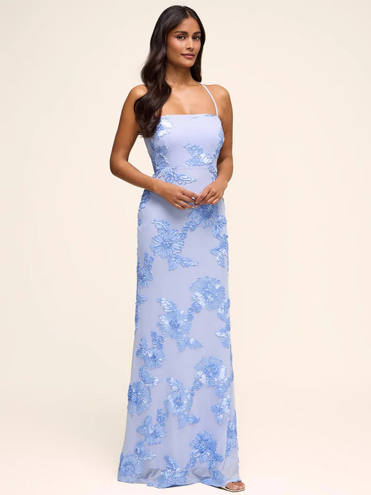 Light Blue floor-length prom dress, alternate view showing the bodice and skirt