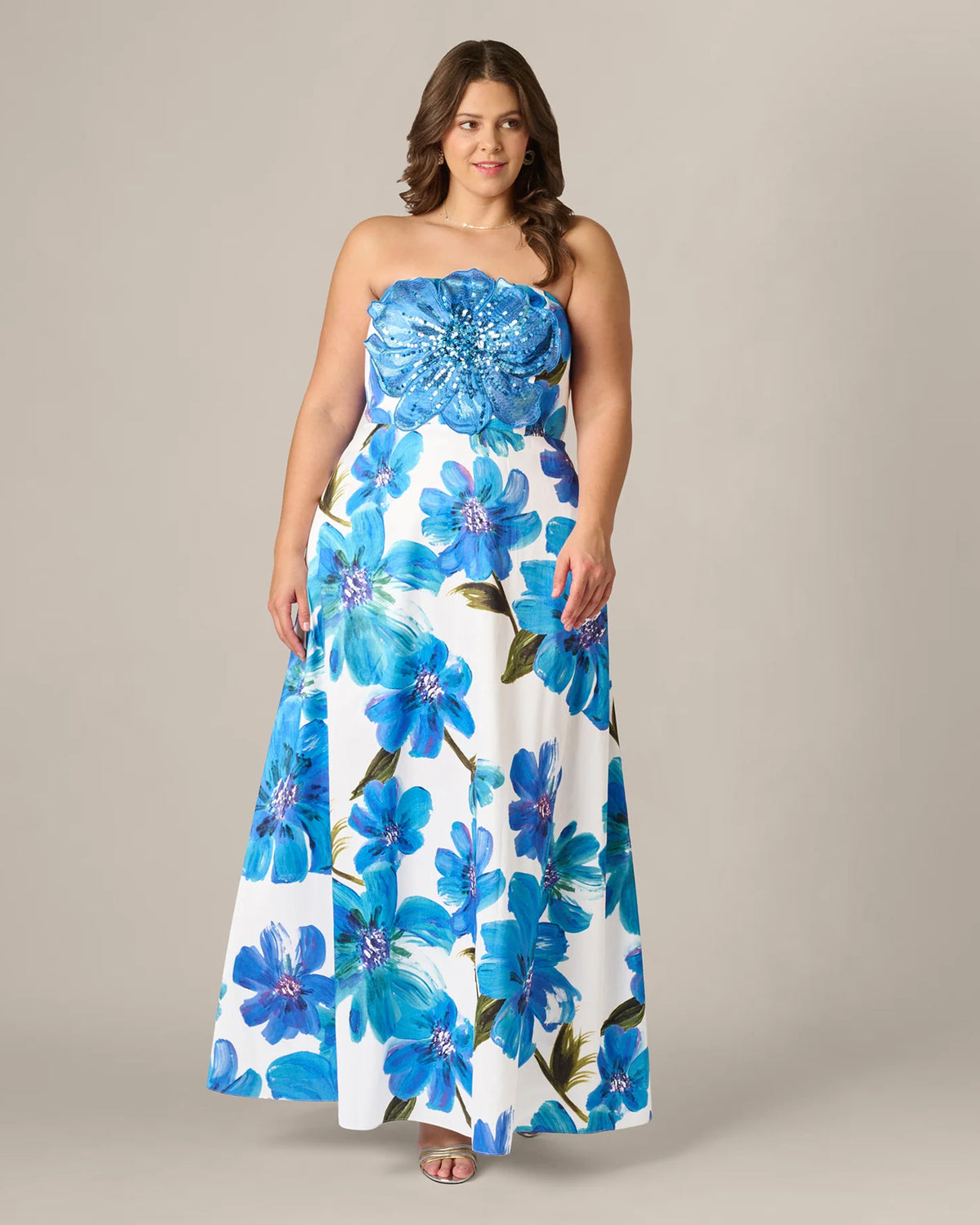 strapless a-line maxi mother of the bride dress - image 2