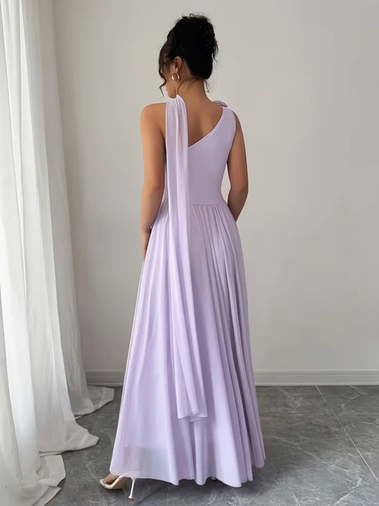 Lilac maxi prom dress, alternate view showing the bodice and skirt