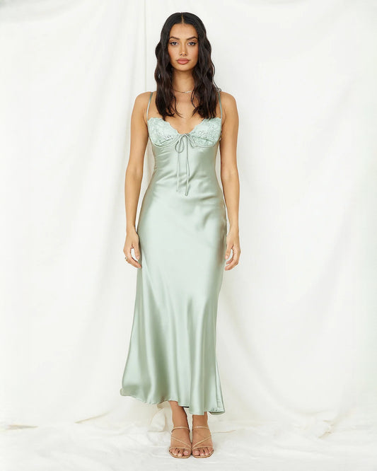 sleeveless satin a-line midi bridesmaid dress - image 2