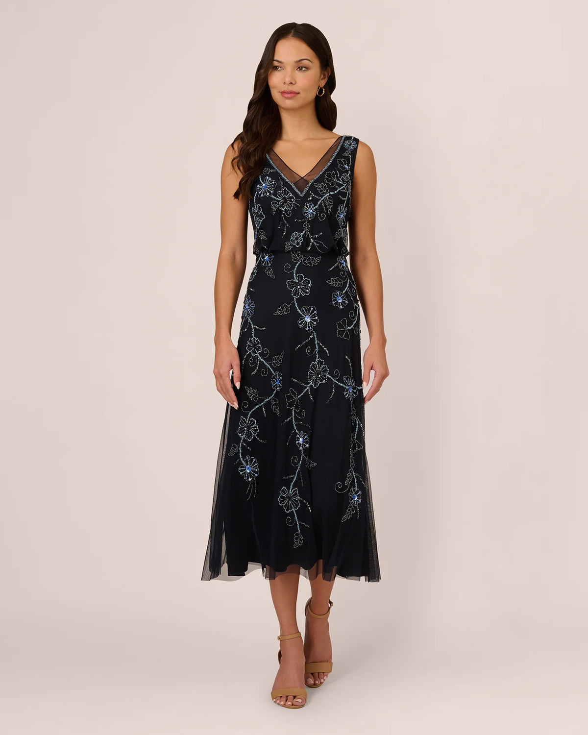 v neck a-line midi mother of the bride dress - image 2