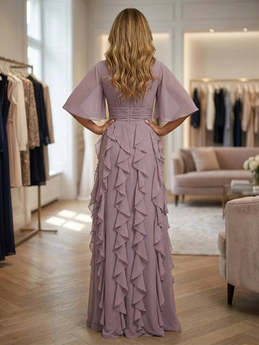 Vintage Mauve floor-length mother of the bride dress, alternate view showing the bodice and skirt