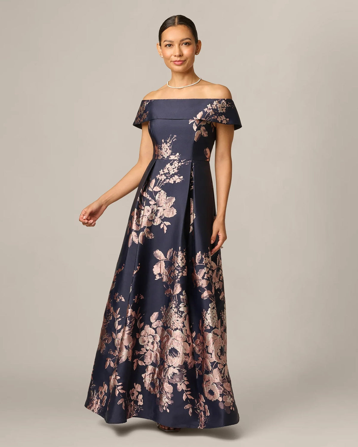 off-shoulder a-line maxi mother of the bride dress - image 2