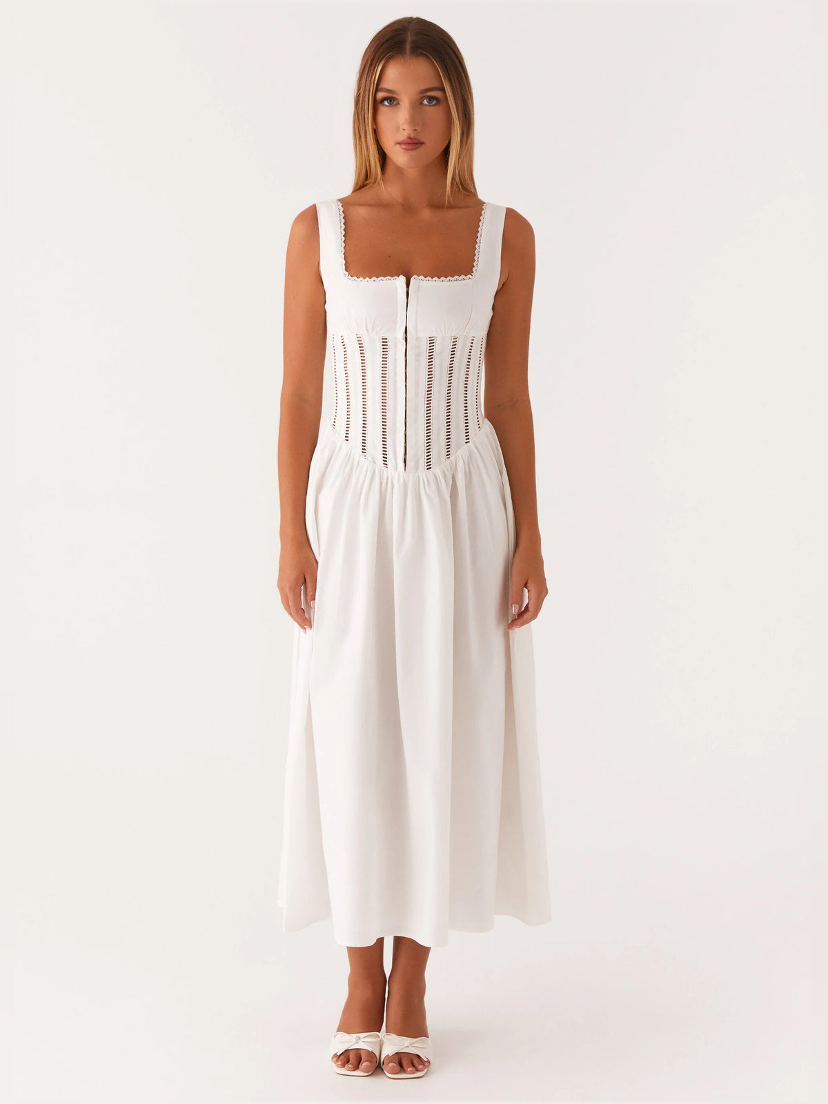 White midi formal dress, alternate view