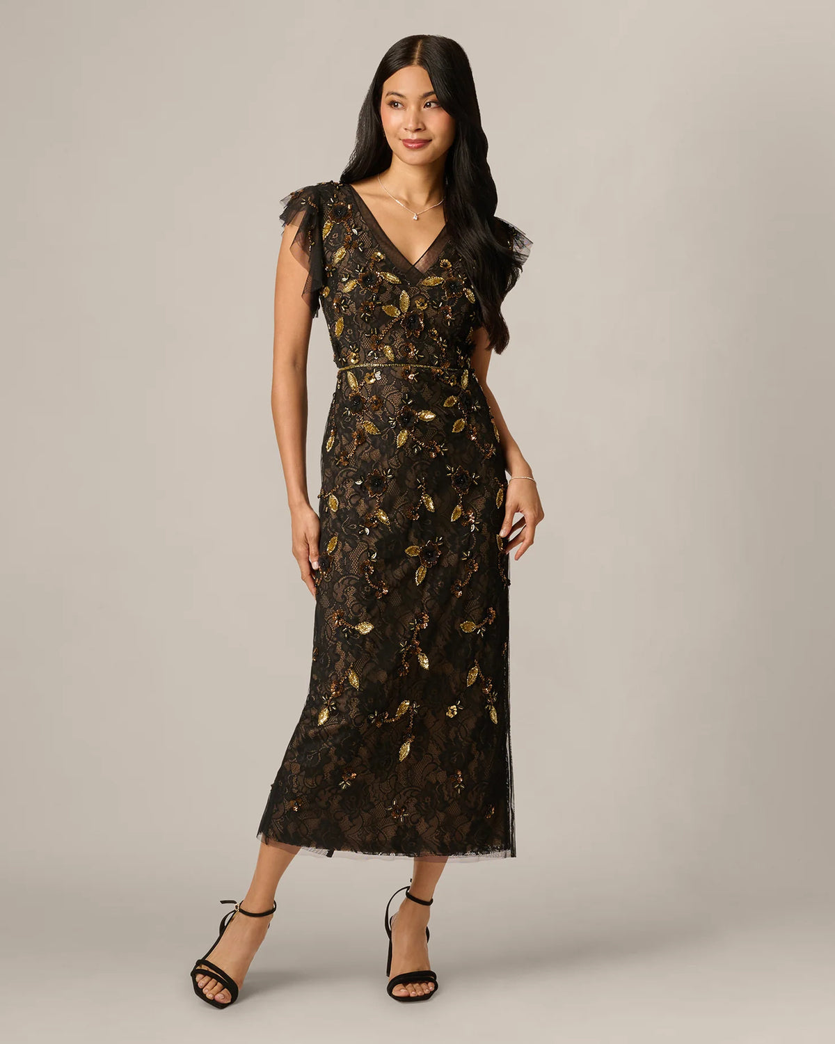 spaghetti strap a-line maxi mother of the bride dress - image 2