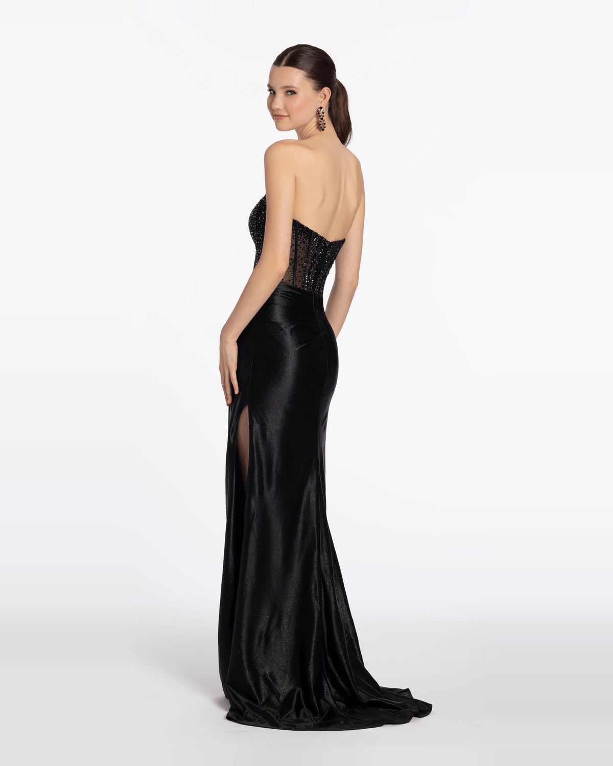 strapless column maxi prom dress - image 2