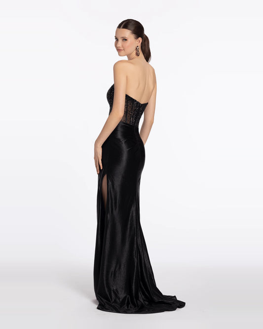 strapless column maxi prom dress - image 2