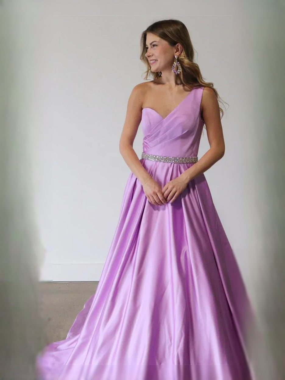 Lavender maxi prom dress, back view showing the rear of the dress