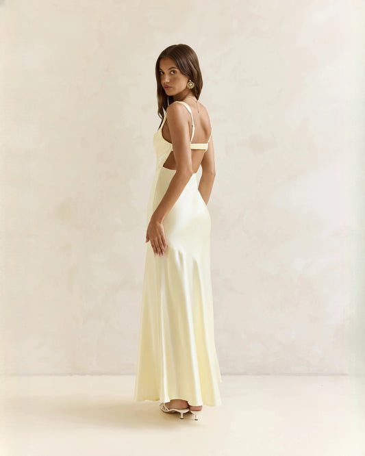 sleeveless satin a-line maxi bridesmaid dress - image 2