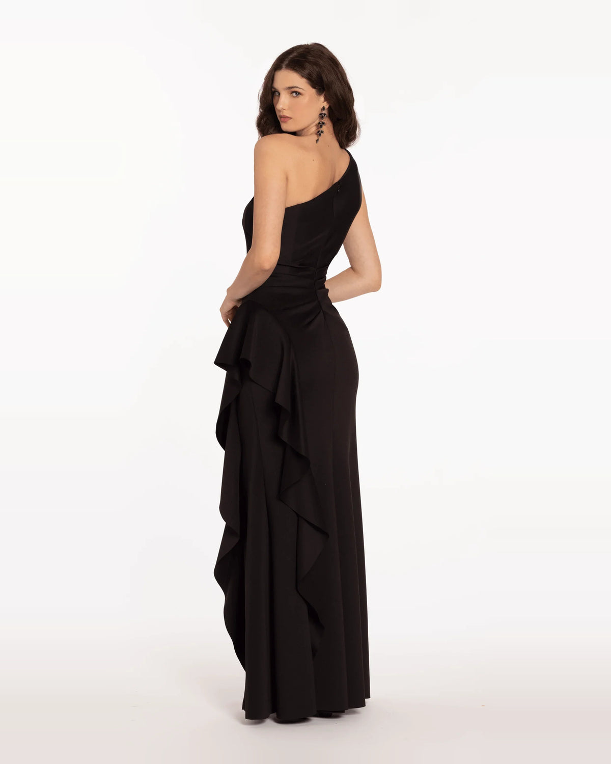 one shoulder trumpet maxi prom dress - image 2