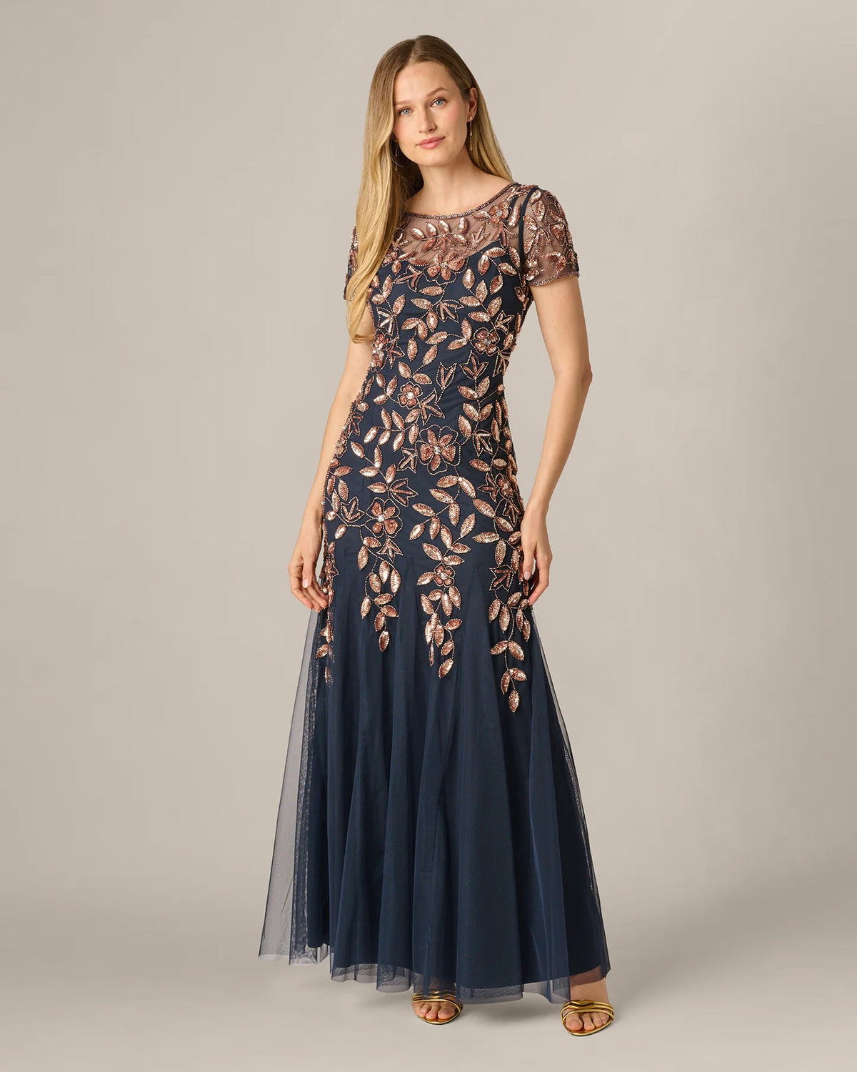 short-sleeve a-line maxi mother of the bride dress - image 2