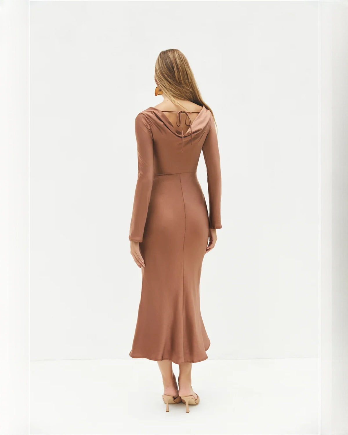 sleeveless satin a-line maxi bridesmaid dress - image 2