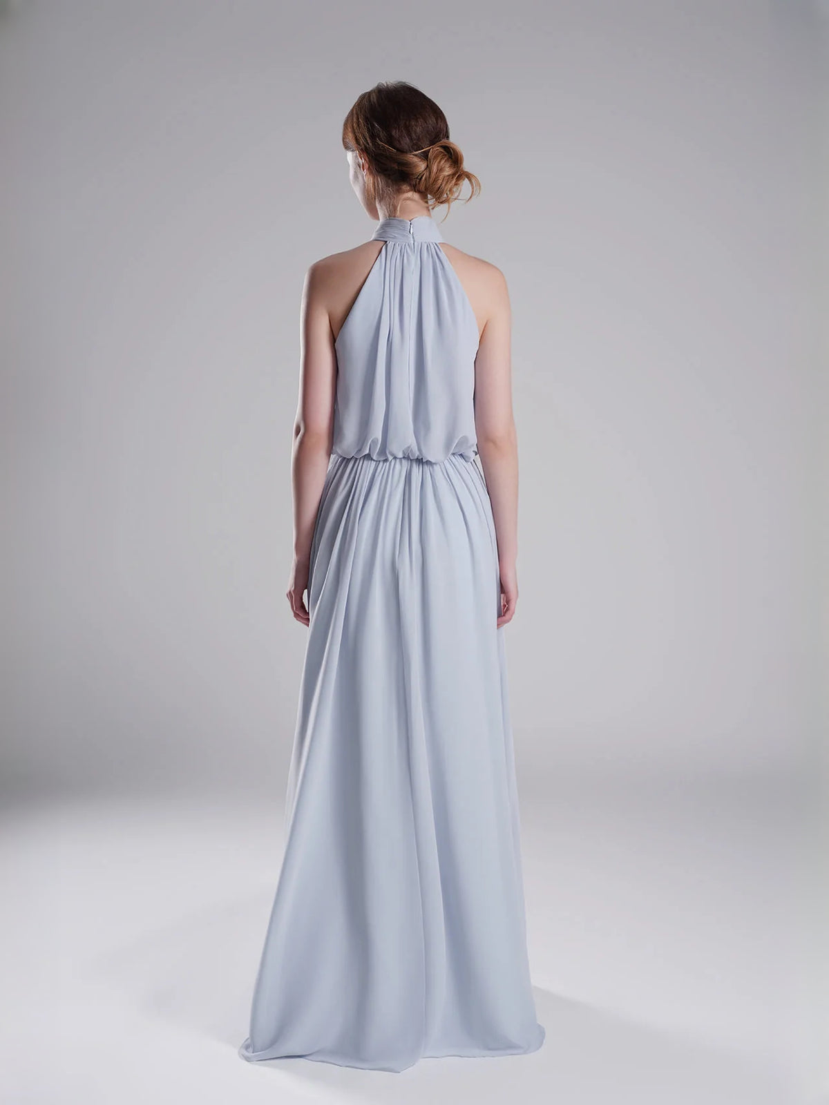 Light Blue floor-length bridesmaid dress, alternate view showing the bodice and skirt