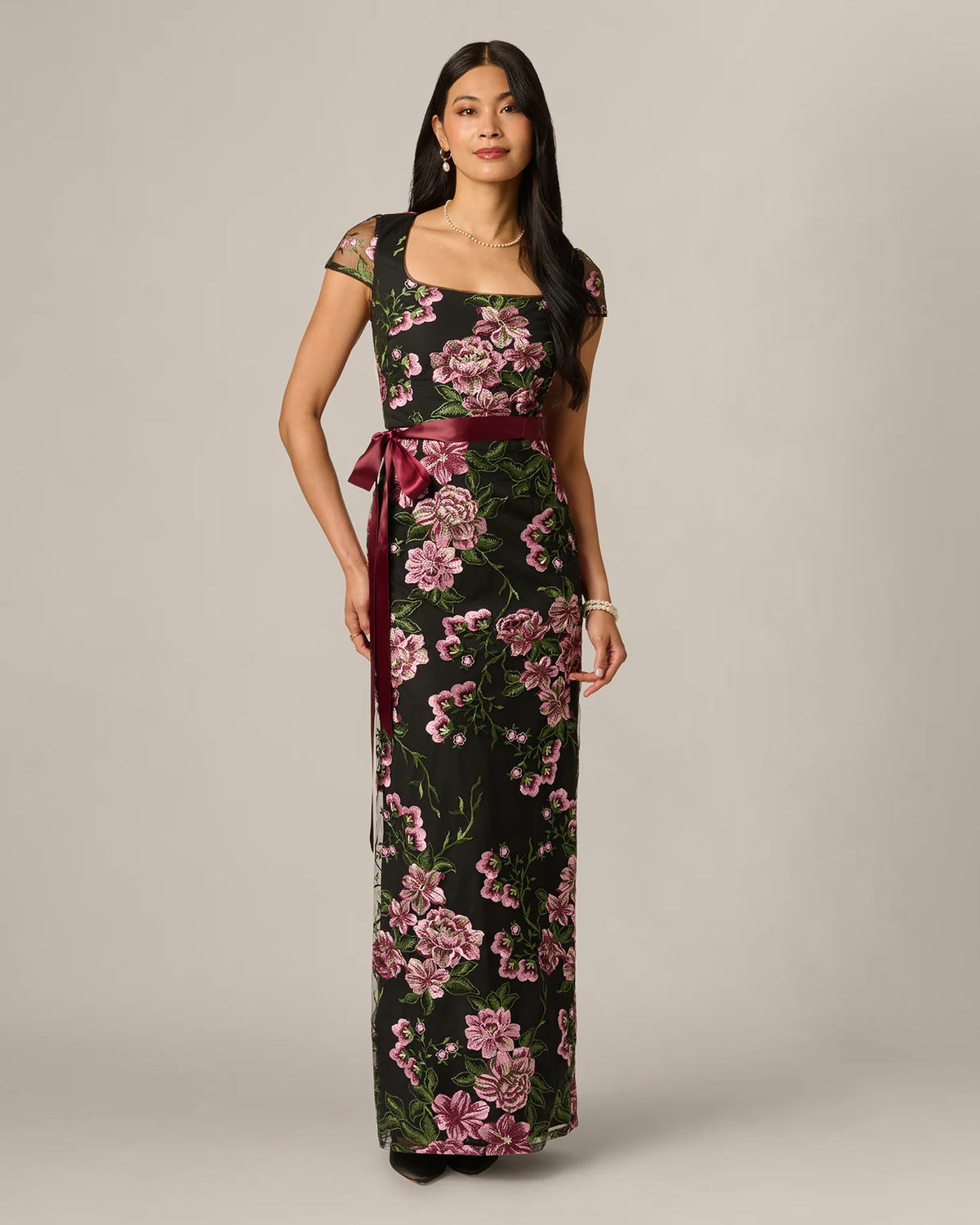 square neck a-line maxi mother of the bride dress - image 2