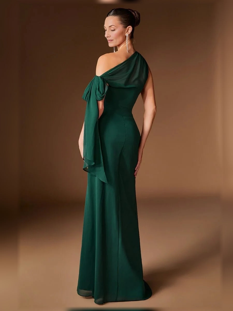 Emerald Green floor-length mother of the bride dress, alternate view showing the bodice and skirt