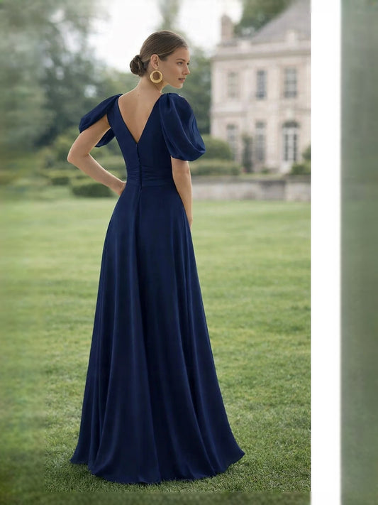 Dark Navy floor-length prom dress, alternate view showing the bodice and skirt